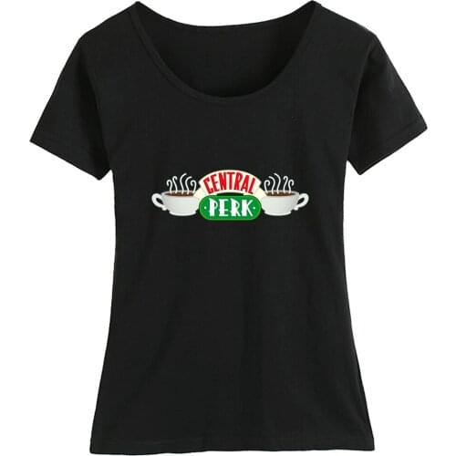 Cotton Girl Woman Short Sleeve T Shirt Friends Central Perk Coffee Couple Clothes Summer ZIIART