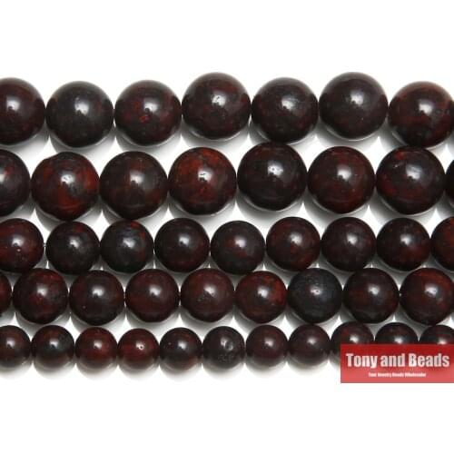 15" Natural Stone Chinese Dark Red Brecciated Jaspers Round Loose Beads 4 6 8 10 12MM Pick Size
