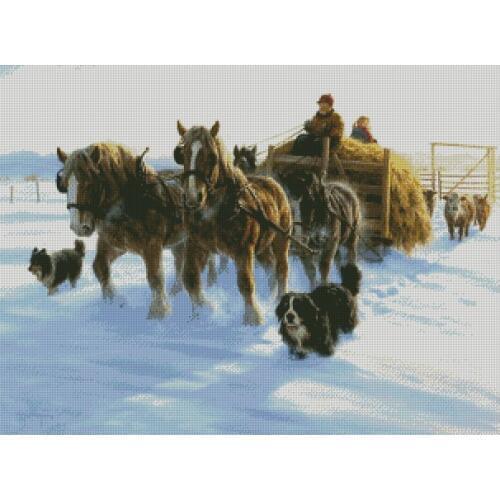 Top Embroidery Counted Cross Stitch Kits Needlework - Crafts 14 ct DMC DIY Arts Handmade Decor - Snowing