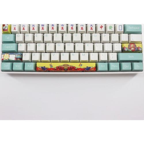 Mahjong Sparrow God Keycaps PBT Keyboard Keycaps OEM Profile Customized Mechanical Keyboard Keycaps Compatible with MX Switches