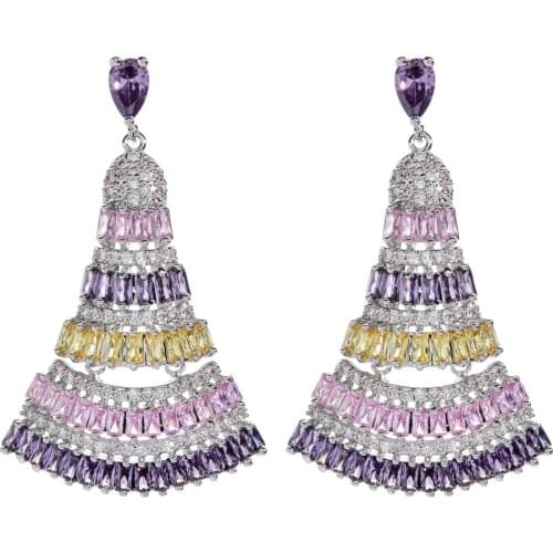 Fashion tassels in Europe and America exaggerate zircon earrings, women/girls'Wedding Party Jewelry ER-377