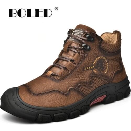 Handmade Natural Leather Men Boots Retro Autumn And Winter Shoes Men Plus Size High Quality Outdoor Ankle Snow Boots