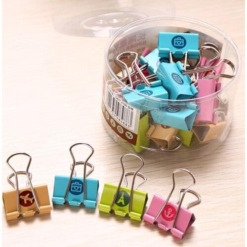 24pcs World Travel Metal Binder Clips Set 25mm Pop Art Style Binding Tools Paper Clip Stationery Office School Supplies A6970