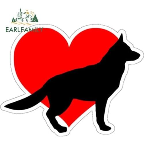 EARLFAMILY 13cm Love Heart Dogs and Cat Decal Car Bumper Stickers Cartoon Pets Puppies Family Kids Decoration Covers Scratches