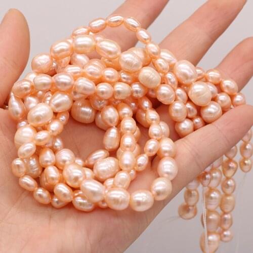 Real Natural Pearl Beads AA Rice Shape Freshwater Pearls for DIY Craft Bracelet Necklace Jewelry Making Findings Gift 14" strand