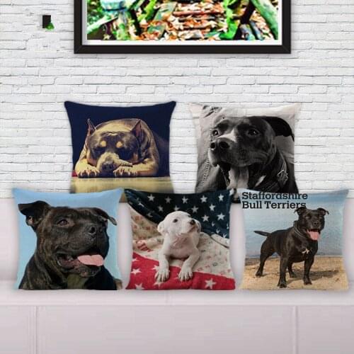 Bull Terrier Gift home decorative pillows linen Cushion Cover 18" Pillowcase lovely dogs Print 45x45cm cushions