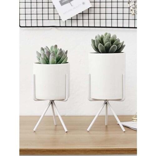 Nordic Style Ceramic Iron Art Vase Minimalism Flower Vases Home Decoration Green Plant Flowerpot Coffeehouse OfficeRoom