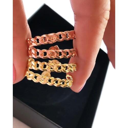 New Fashion Unique Design Women Girl Stud Rose Gold Color Miami Cuban Link Chain Bar Stud Earring