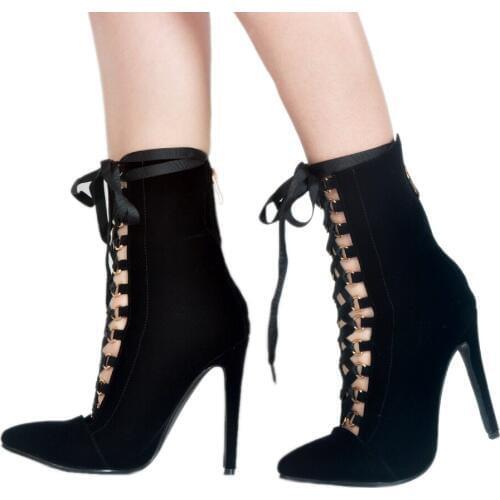 Autumn Winter Ankle Boots shoes Womens short Boots lace up High Heels