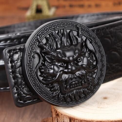 Aoluolan fashion belt male crocodile pattern mens leather belt faucet smooth buckle personalized Business Denim style belt