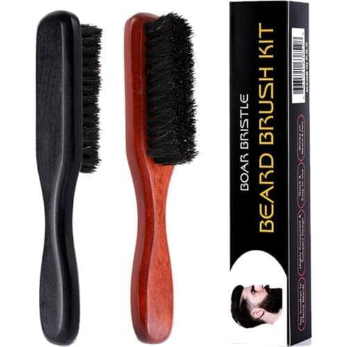 Wood Handle Boar Bristle Cleaning Brush Comb Hairdressing Men Beard Brush Anti Static Barber Hair Styling Mustache Brushes Comb