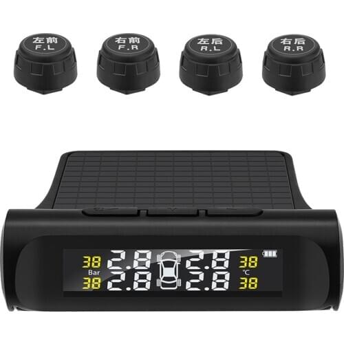 Monitoring System with 4 External Sensors Monitoring Tyre Temperature Solar Car TPMS Vehicle Tire Pressure Alarm System