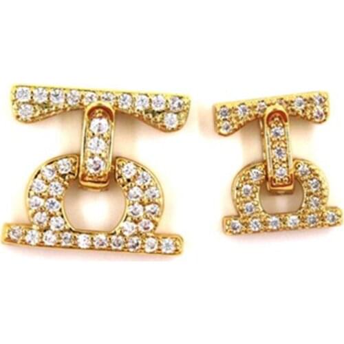 DIY Necklace Bracelet Connectors Clasp 18K Gold Plating Copper Cubic Zirconia Clasps For Jewelry Making Fastening Accessories