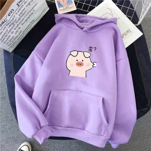 Cartoon Cute Pig Hoodies Woman Fleece Long Sleeve Jumper Female Sweatshirt Woman Crop Tops Harajuku hoodie