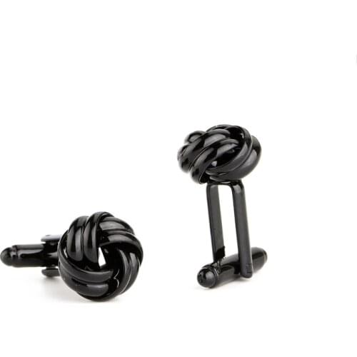Knot Sided Woven Rope Braid Twist Shirt Cufflinks For Men black Hinge Back Graduation Gift