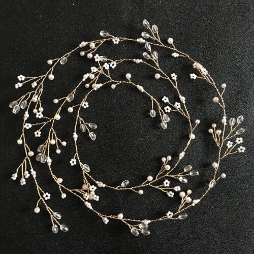 SLBRIDAL Handmade Crystal Rhinestones Pearls Flower Wedding Hair accessories Hairband Bridal Headband Bridesmaids Jewelry Women