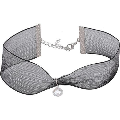 Romantic Crystal Round Pendant Necklaces Choker Necklace For Women Black Yarn Velvet Stripe Choker Chocker Fashion Collier Gifts