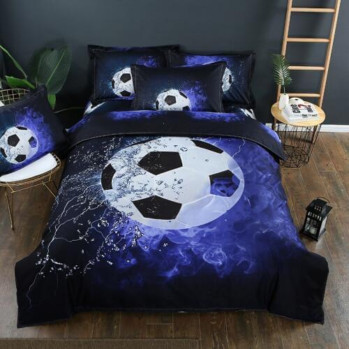 2/3pc Bed Quilt Cover Clothes Pillowcase Adult Kids Bedroom Decor 3D Football Basketball Duvet Cover Bedding Set TwinQueenSize40