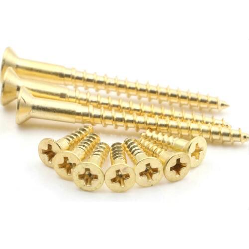 20pcs M3.5 Brass Self-tapping Screw Cross Furniture Woodworking Screws Material Bolt Bolts 12mm-30mm Length