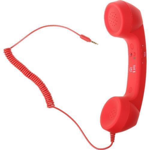 3.5mm Mic Retro POP Phone Handset Telephone for Mobile Phone Universal Red Light & luxurious Rubberized soft-touch design
