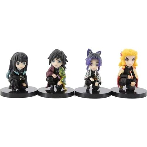 4pcs/set Anime Figure Demon Slayer Kimetsu No Yaiba Figurine Tomioka Giyuu Kamado Tanjirou Tokitou Muichirou Model Tops