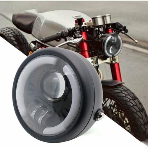 6.5 inch Motorcycle Round LED Halo Headlight turn signal light Cafe Racer Vintage Motorcycle Headlamp Bulb Side Mount Bracket