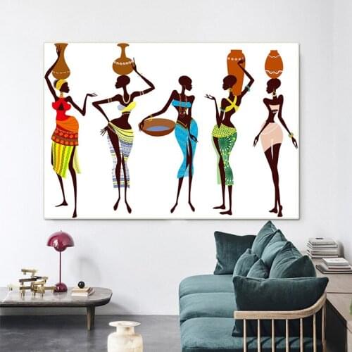 Abstract Colorful African Woman Picture Wall Poster Modern Style Canvas Print Painting Art Aisle Living Room Unique Decoration