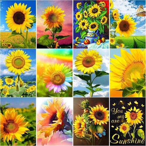 New 5D DIY Diamond Painting Sunflower Flower Diamond Embroidery Cross Stitch Full Square Round Drill Art Crafts Home Decor Gift