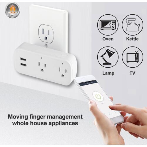 American US Smart Wifi Socket USB Charging Station Wifi Smart Power Board Timing Remote Wireless Application Socket 10A 2 In 1