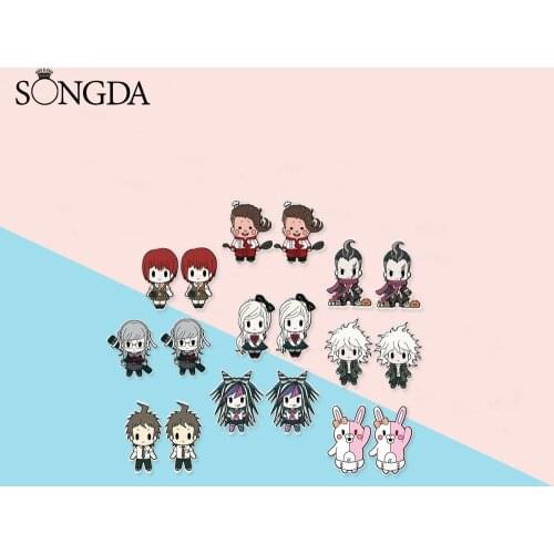 Anime Danganronpa V3 Acrylic Earrings Kokichi Naegi Makoto Maizono Sayaka Monomi Photo Resin Epoxy Earrings For Fans Kids Gifts