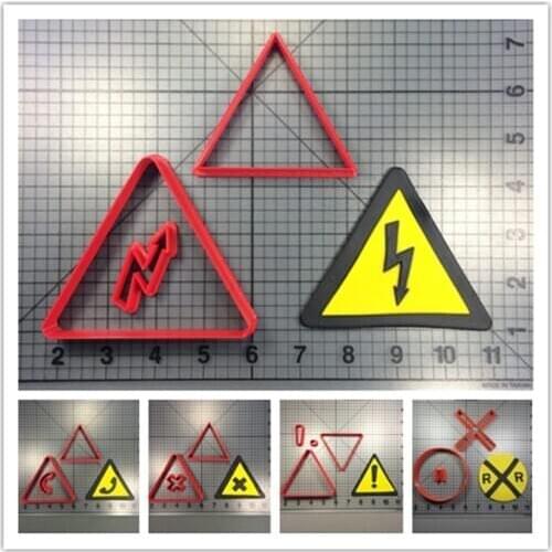 Traffic Warning Sign Railroad Crossing Shape Fondant Cutters for Cake Cupcakes Cookies Decorating 3D Printed PLA Mould