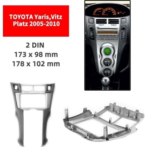 Double Din Radio Fascia for TOYOTA Yaris/Vitz/ Platz 2005-2010 Panel Dash Mount Installation Trim Kit Face Black Frame GPS