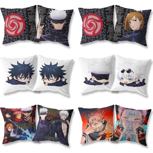 Anime Jujutsu Kaisen Figure Toys Yuji Itadori Gojo Satoru Doulble Side Printed Pillows Cover Soft Decor Pillow Case Gift Toys