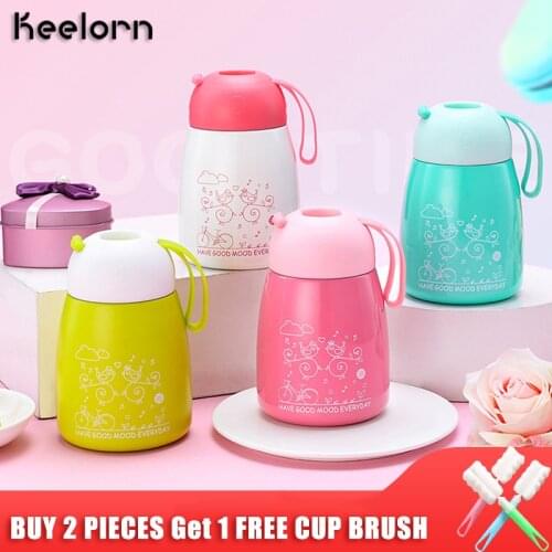 Keelorn New Fruit Pattern Thermocup Stainless Steel Thermos Bottle 350ML 500ML Outdoor Vacuum Cup Insulation Water Bottle