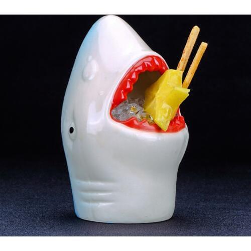 Shark Tiki Mug Creative Ceramic Wine Cup Hawaiian Cold Drink Cocktail Beer Vodka Mojito Cup Bar Decoration Restaurant Drinkware
