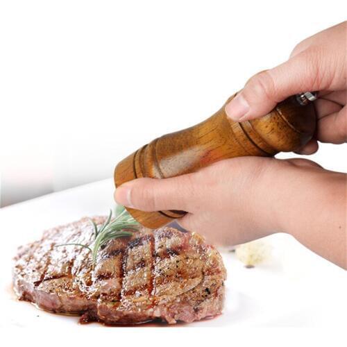 Kitchen tools wooden manual salt and pepper grinder mill for spices grinders wood spice herb pepper powder mills machine