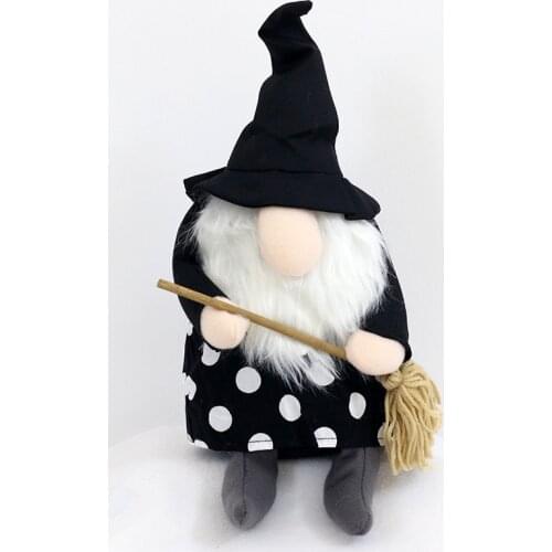 Halloween doll 35cm kawaii plush toy black and white spots Halloween element faceless doll cute dwarf plush toy holiday gift