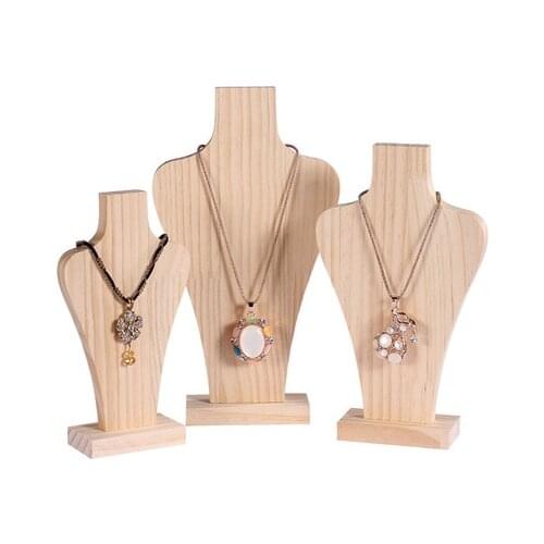 1Piece Natural Wood Mannequin Bust for Fashion Earrings Necklace Shop Window Jewelry Display Rack Stand Organizer Holder
