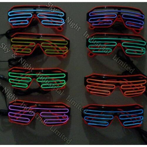 Flashing Gift Mix color EL shutter glasses (Frame:Red-Inside:other colors option)+3V Inverter+Free Shipping