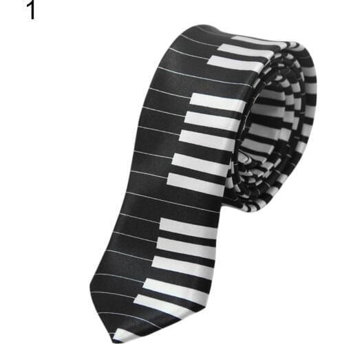 Mens Black and White Piano Keys Necktie Slim Narrow Wedding Party Tie Gift
