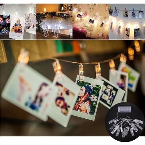2019 Newest 1.2m 10 LED Xmas Hanging Picture Photo Battery USB Peg Clip Fairy String Lights