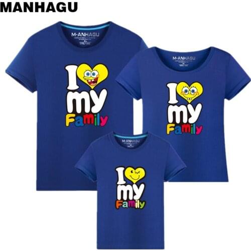 MANHAGU Family Matching Outfits for father mother & Kids summer t-shirt cotton baby daughter boy clothes families dad and son