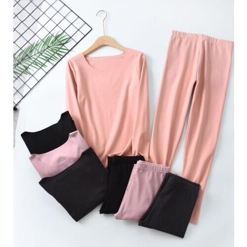 Autumn and Winter Womens Pajamas Low-neck Long-sleeved Moisturizing Velvet Fine Thread Plus Size Trousers Thick Warm Pajamas Se