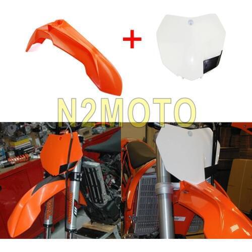 Motorcross Dirt Bike Front Fender Front Number Plate for 125 250 300 350 450 500 XCF-W SX-F 2013-2015 White Orange Mud Guard