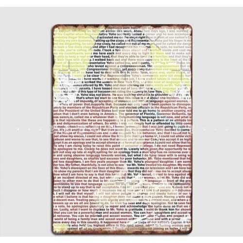 Aocs Speech About Ted Yoho 'Apology' House Floor Speech Metal Sign Create Club Wall Plaque Club Bar Tin Sign Poster