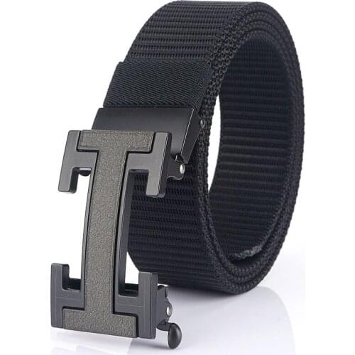 Mens automatic buckle business casual canvas belt Mens fashion belt Trendy wild nylon belt is convenient