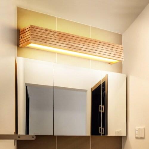 Nordic Modern Minimalist Staircase Aisle Solid Wood Wall Lamp Bedroom Bedside Creative Strip Led Mirror Front Lamp Bathroom Led