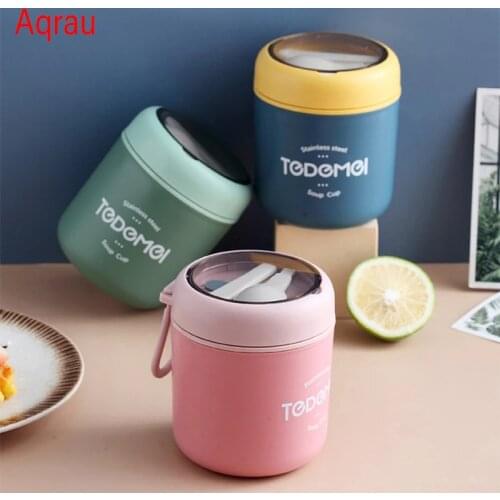 500ml Thermos Lunch Box Portable Stainless Steel Food Soup Containers Vacuum Flasks Thermocup Container Box Kitchen Accessories