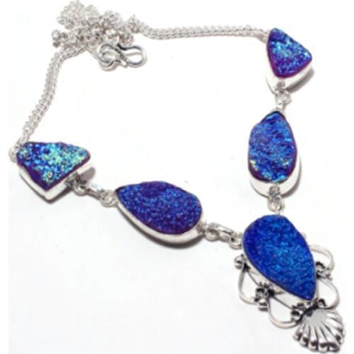 Titanium Druzy Necklace Silver Overlay over Copper, 47.5 cm, N4175