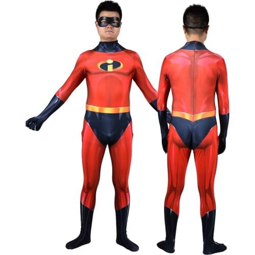 Adults Kids Mr. Bob Parr Cosplay Costume Superhero Zentai Suit Halloween Bodysuit